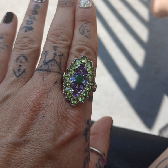 Multi colored stone 925 ring - Picture 2 of 3